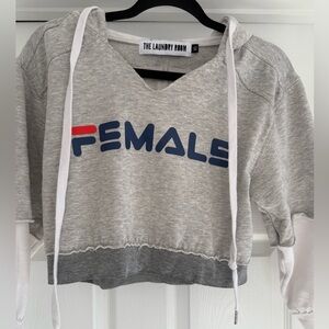The Laundry Room FEMALE Cropped Hoodie Gray Layered Look XS